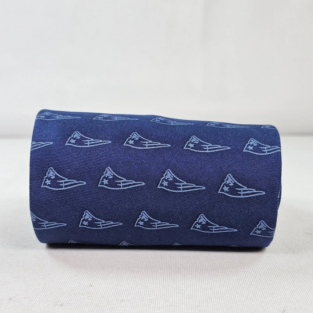 NFL New England Patriots Ralph Marlin Navy Blue Tonal Logo Silk Necktie USA Made